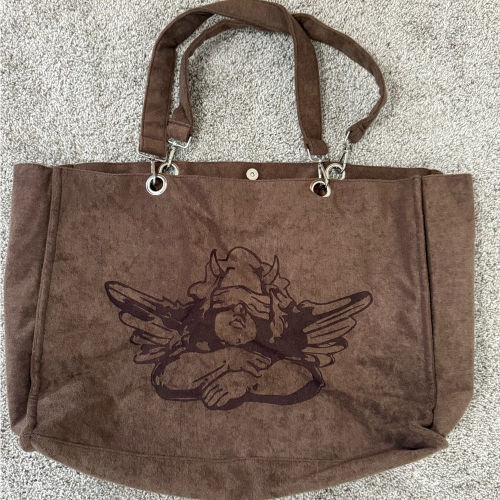 Brown Tote Bag with Angel Design